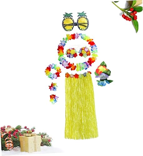 Miniatura 8 de 8pcs Tropical Hula Dance Luau Hula Skirt Luau Hula Costumes Tropical Party Outfit Beach Party Grass
