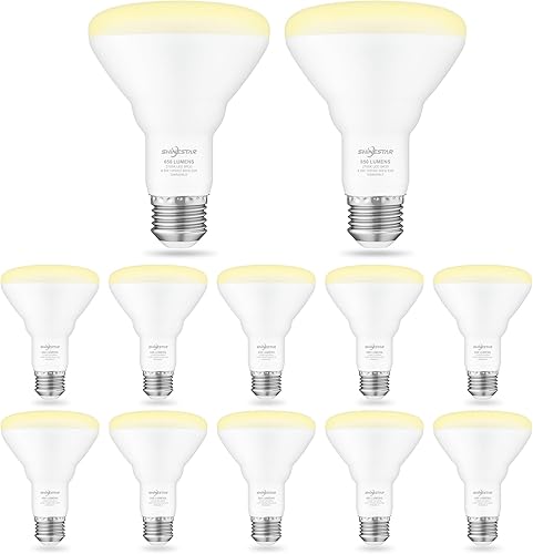Miniatura 1 de SHINESTAR Paquete de 12 bombillas LED BR30 equivalentes a 65 W, bombillas empotrables, luz blanca cálida de 2700 K, regulable, 650 LM, base E26