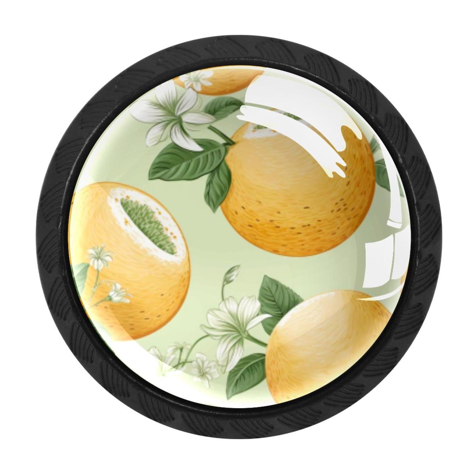 CHENZZZZ 4 Pieces Hami Melon Drawer Knobs, 35mm Black Cabinet Knobs, Drawer Pulls and Knobs, Dresser Drawer Knobs, Cabinet Hardware Kitchen Cabinet Knobs