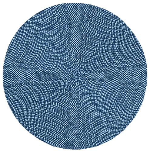 Tapete redondo tejido Safavieh 4' azul marino miniatura 1