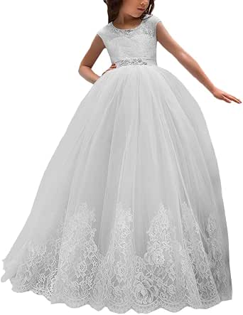 Amazon.com: Flower Girl Dress for Wedding Kids Lace Pageant Ball Gowns ...