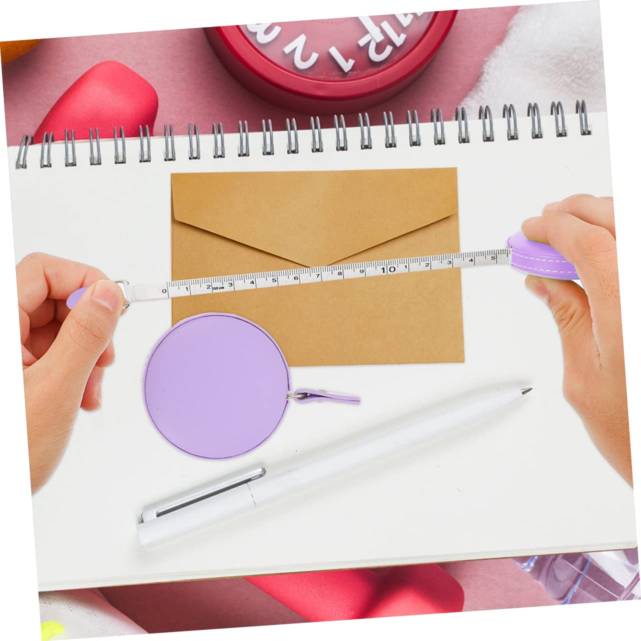 NUOBESTY 6piezas Cintas Métricas De Pu Ligeras Medidores Portátiles Para Cuerpo y Costura Diseño Redondo y Compacto Para Uso Doméstico