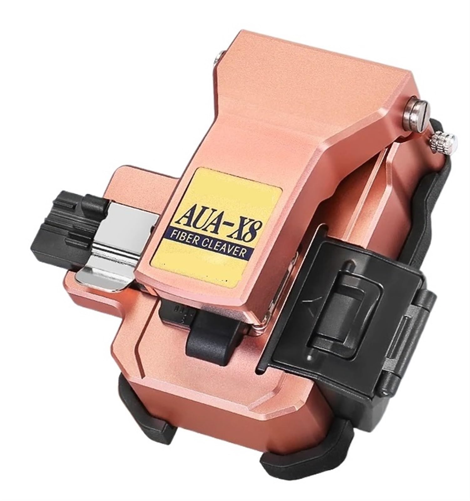 Optical Fiber Cleaver, AUA-X8 One Step Optical Fiber Cleaver Automatic Three-in-one Cable Cutting FTTT Optic Knife Tools(AUA-X8 Rose gold)