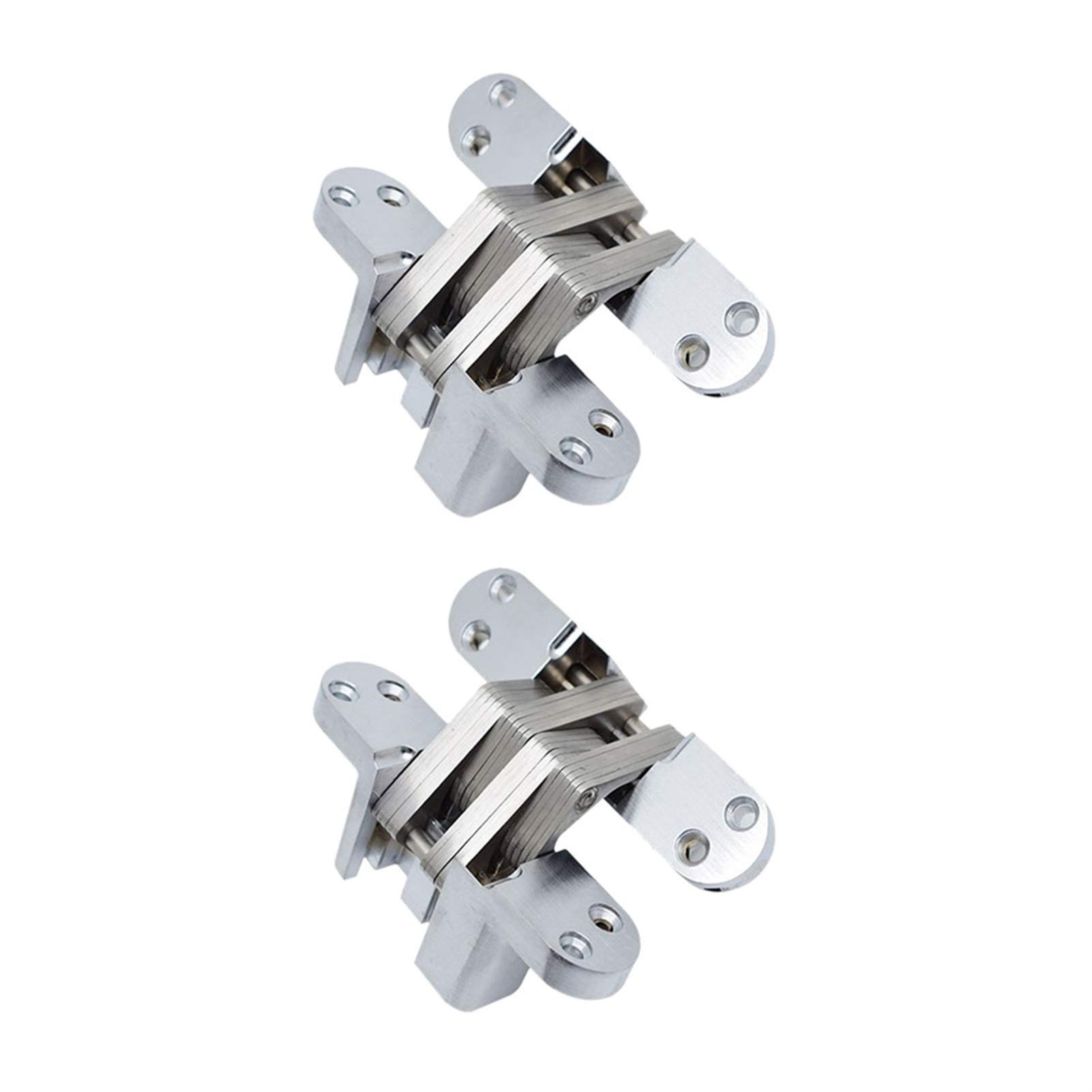 Shundeed Silver 2 Stainless Steel Concealed Hinges,Built-In Concealed Cross Cross Heavy Duty Folding Door Hinges,Home Improvement Hardware,13 * 60Mm