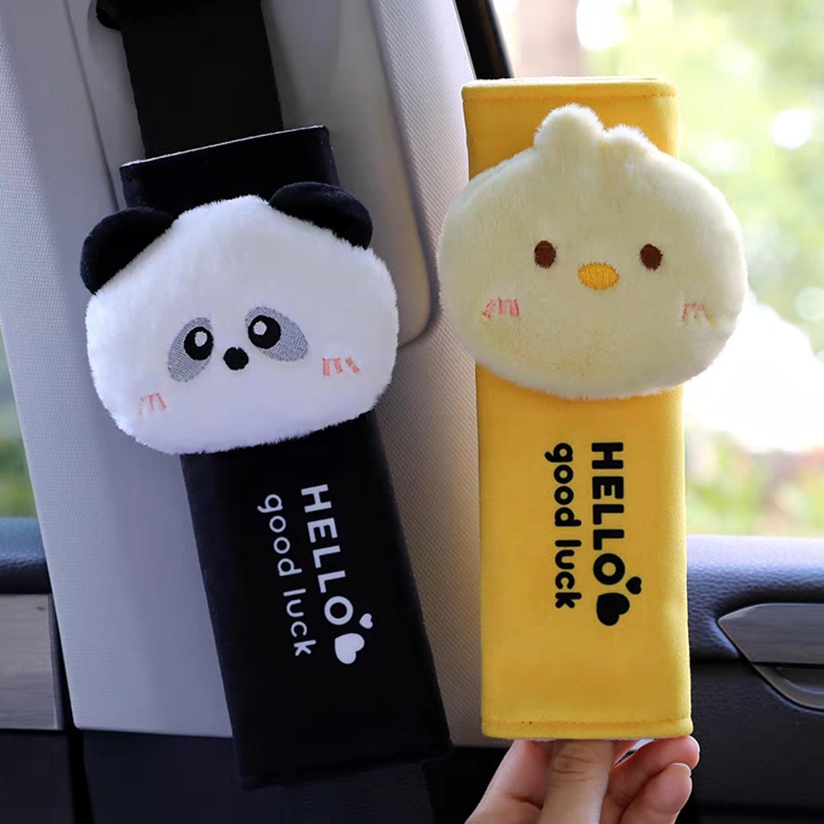 2 fundas para cinturón de seguridad, fundas para cinturón de seguridad de dibujos animados de panda de animales para niños y adultos, funda suave para cinturón de seguridad, cojín para