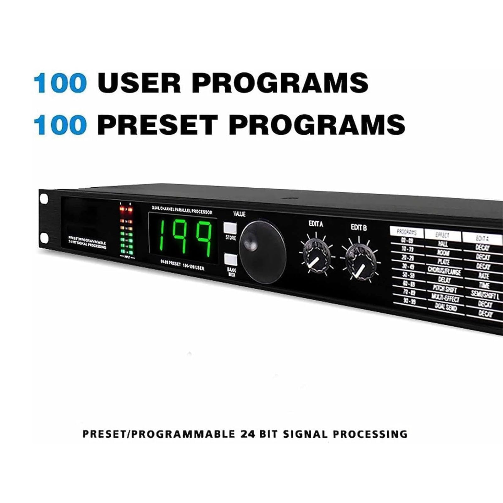 Generico Equalizzatore for processore Audio, processore DSP multieffetto con Riverbero Digitale, Elaborazione del Segnale a 24 Bit preimpostata/programmabile, for Studio, Performance sul palco