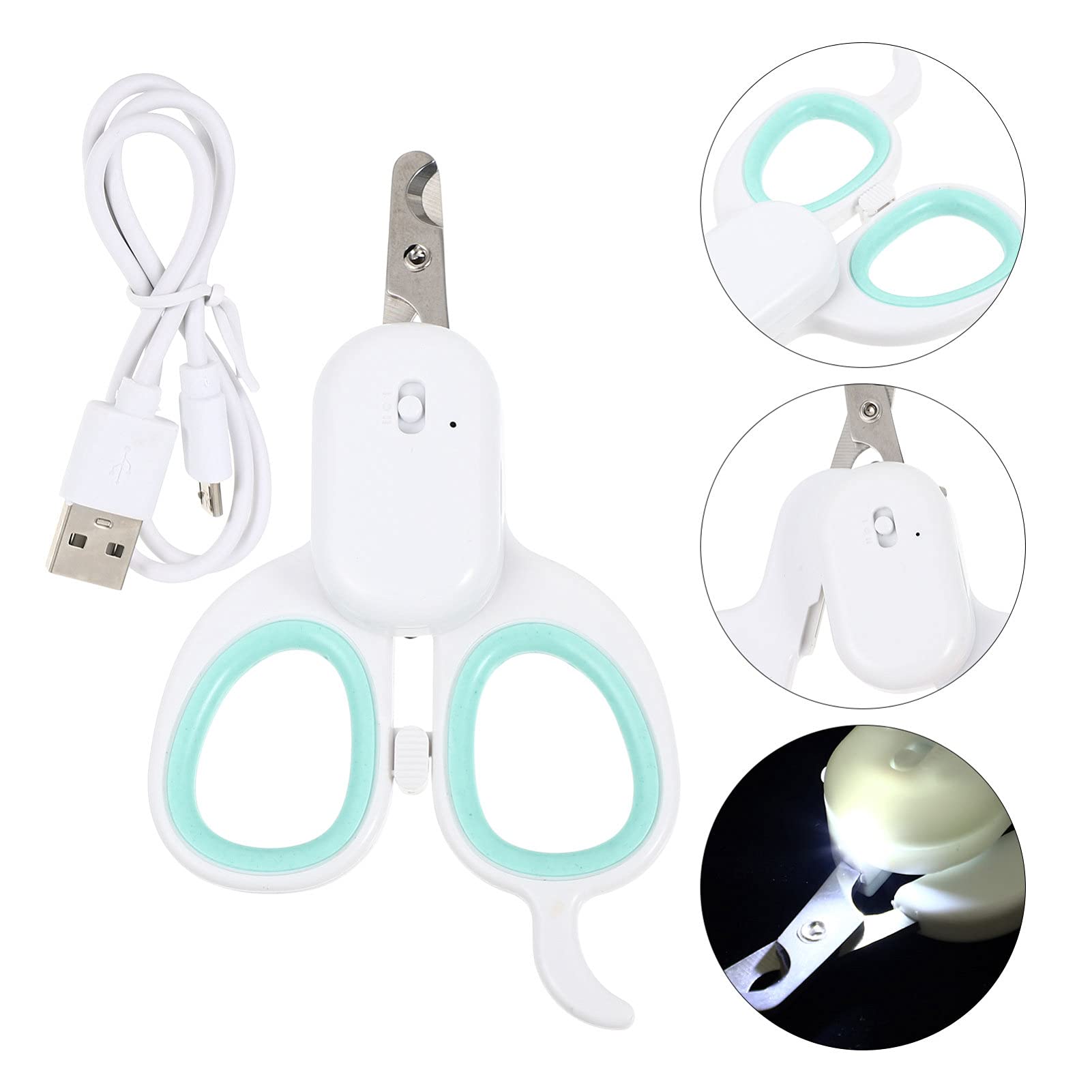 POPETPOP 3pezzi Tagliaunghie per Cani Ricaricabile con Luce LED Strumento per La delle Unghie degli Animali Domestici con Manico Antiscivolo e Ricarica USB