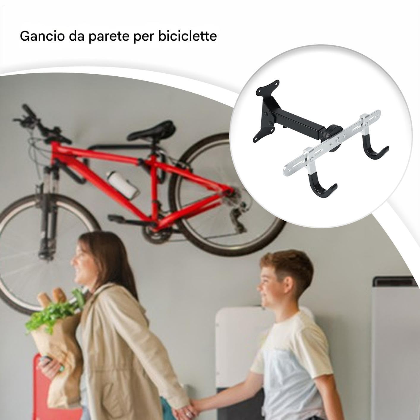 Generico Gancio Da Parete Per Bicicletta | Gancio Portabici Da Muro - Organizzatore Regolabile Pesante per Deposito Laboratorio Esposizione Casa Interna Organizzazione Domestica
