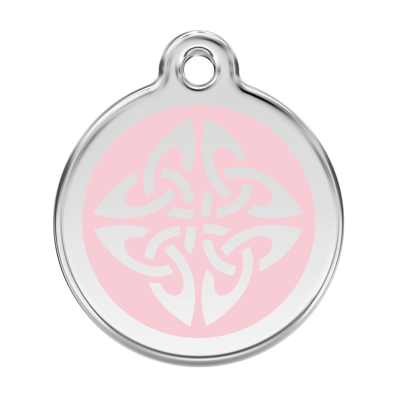 Red Dingo Custom Engraved Stainless Steel and Enamel Dog ID Tag - Celtic Knot (Pink, Small)