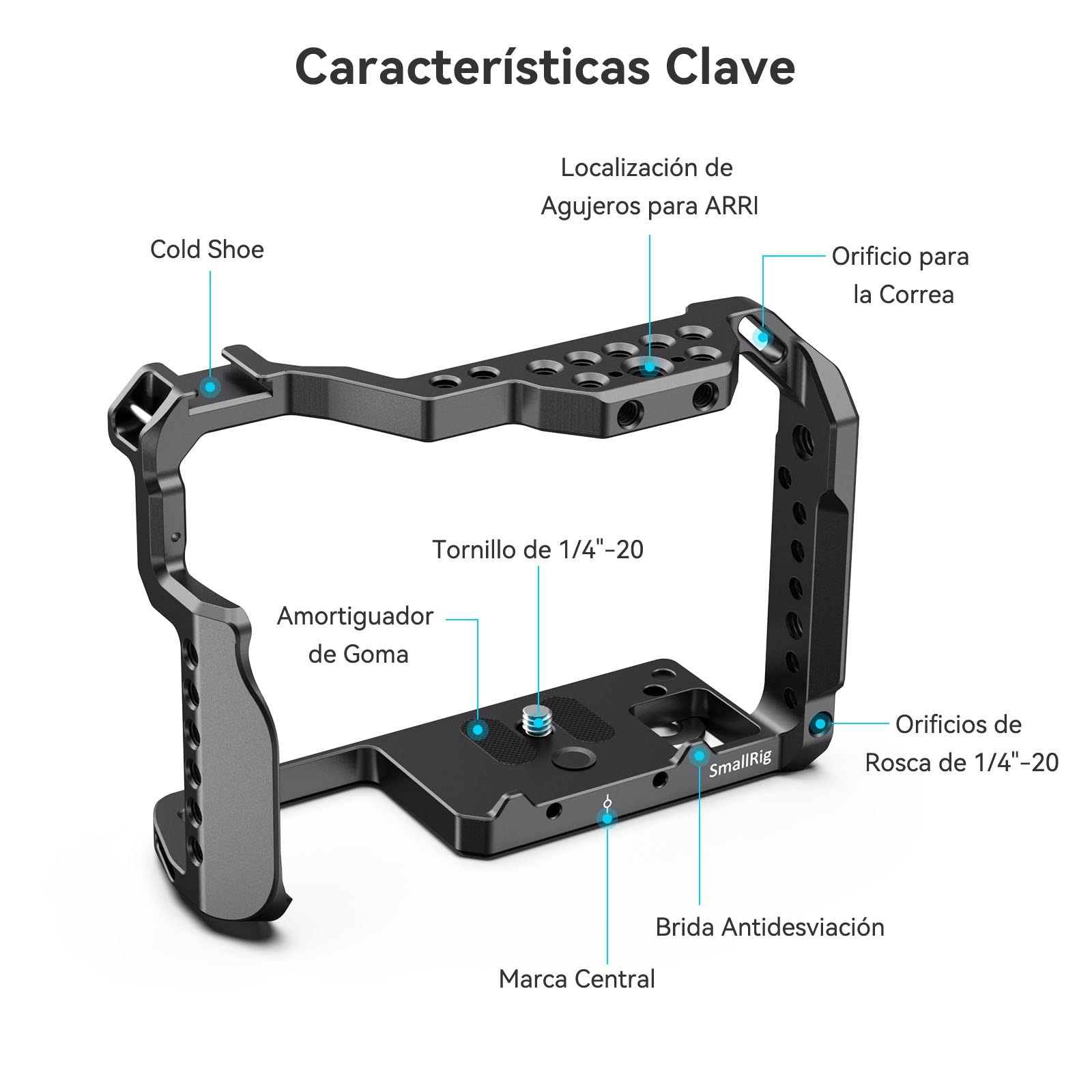 SMALLRIG (Nueva Versión) GH5 / GH5S Cage Jaula para Panasonic GH5 / GH5S con NATO Rail, Hecho de Aleación de Aluminio Solo 190g - CCP2646 | Roscas de 0.6 cm-50.8 y 1 cm-16 para ARRI