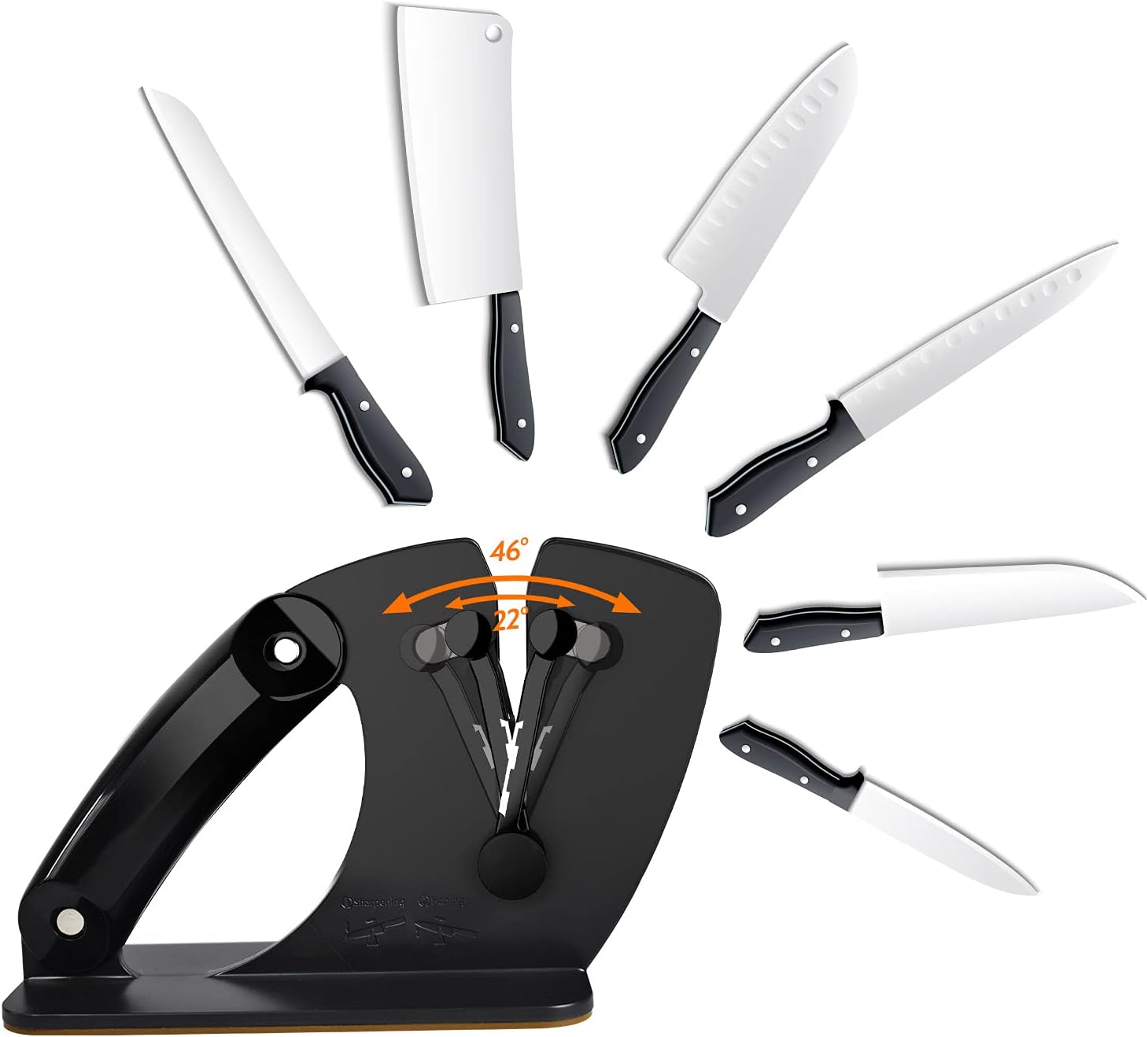 Knife Sharpener,Upgraded Sharpener Self Adjusting Angle for All Knives, Sharpens, Hones, Polishes Beveled Blades, Standard Blades, Chef's Knives, Easy to Use Kitchen Tools,Tungsten Carbide