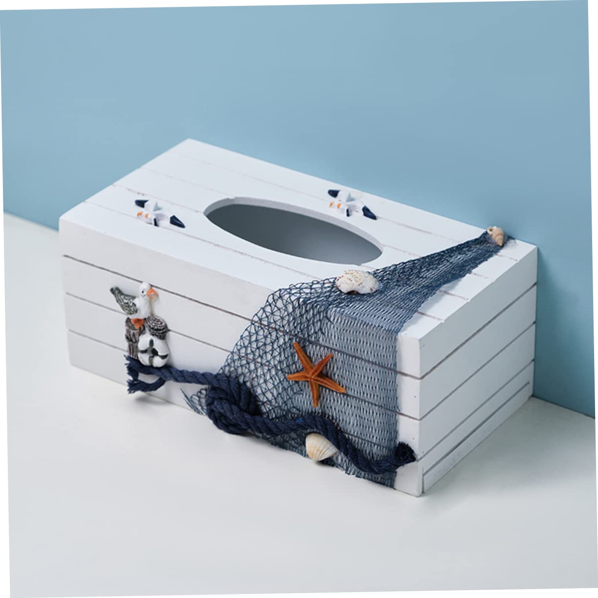 PRETYZOOM Caja De 2 Uds Caja De Pañuelos De Viento del Océano Dispensador De Servilletas Servilletas De Papel Servilletero Náutico Decorativo Dispensador De Toallas De Papel