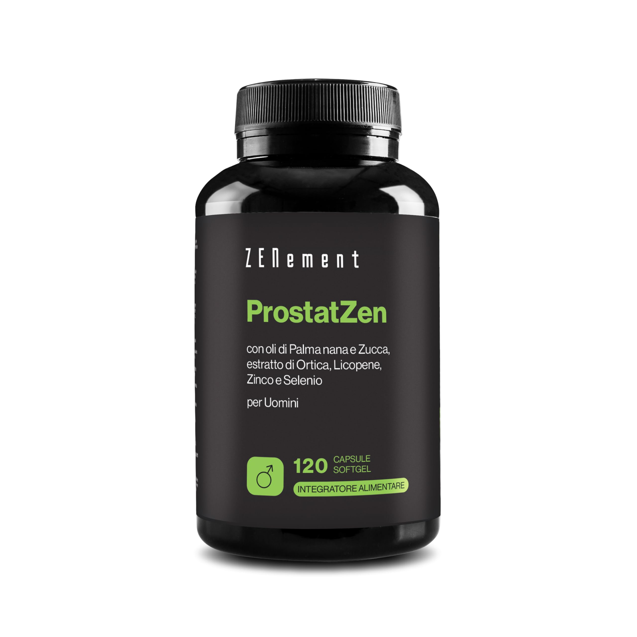 ProstatZen con Oli di Saw Palmetto e Zucca, Estratto di Ortica, Licopene, Zinco e Selenio - Formula Sinergica per il Benessere Maschile - 120 Capsule Softgel - Zenement