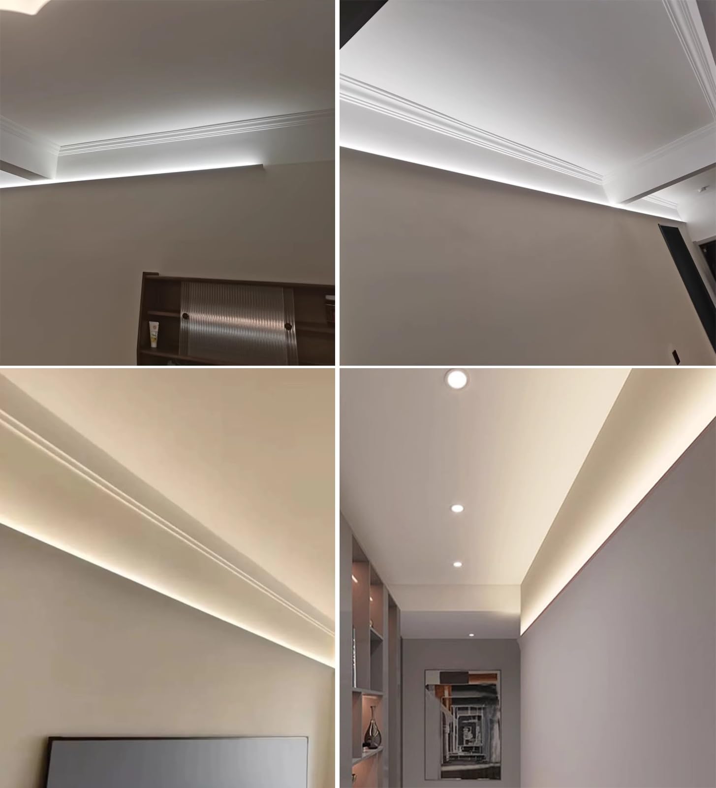 Profili per Strisce LED Cornice a Soffitto con Canale per Illuminazione, Larghezza 8 cm Cornice Decorativa a Gola per Illuminazione Indiretta a LED Striscia LED Flessibile(2m/6.6ft)
