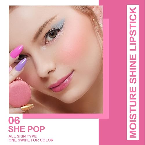 Miniatura 7 de Oulac Lápiz labial rosa con brillo hidratante, bálsamo labial tintado brillante, acabado jugoso, fórmula ligera e hidratante para cuidado de labios