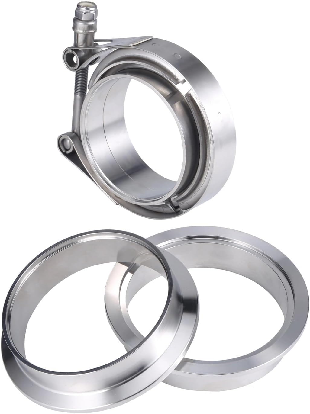 Turbo Exhaust V Band Clamp Kit, 1.5" To 6" 304 Stainless Steel V-Band Clamp With Male & Female Flanges(51mm 2 inch)