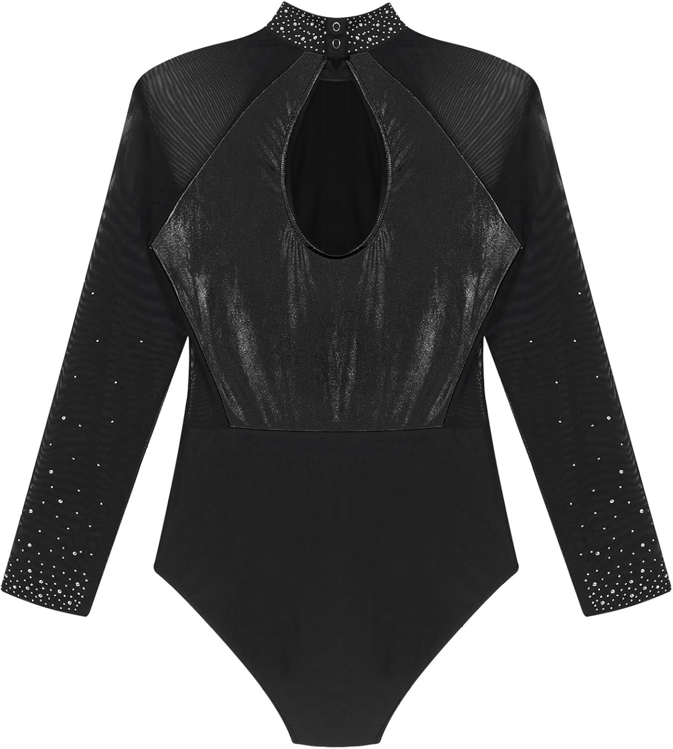 Women Rhinestones Ballet Gymnastics Dance Leotard Bodysuit Long Sleeve Figure Skating Leotard