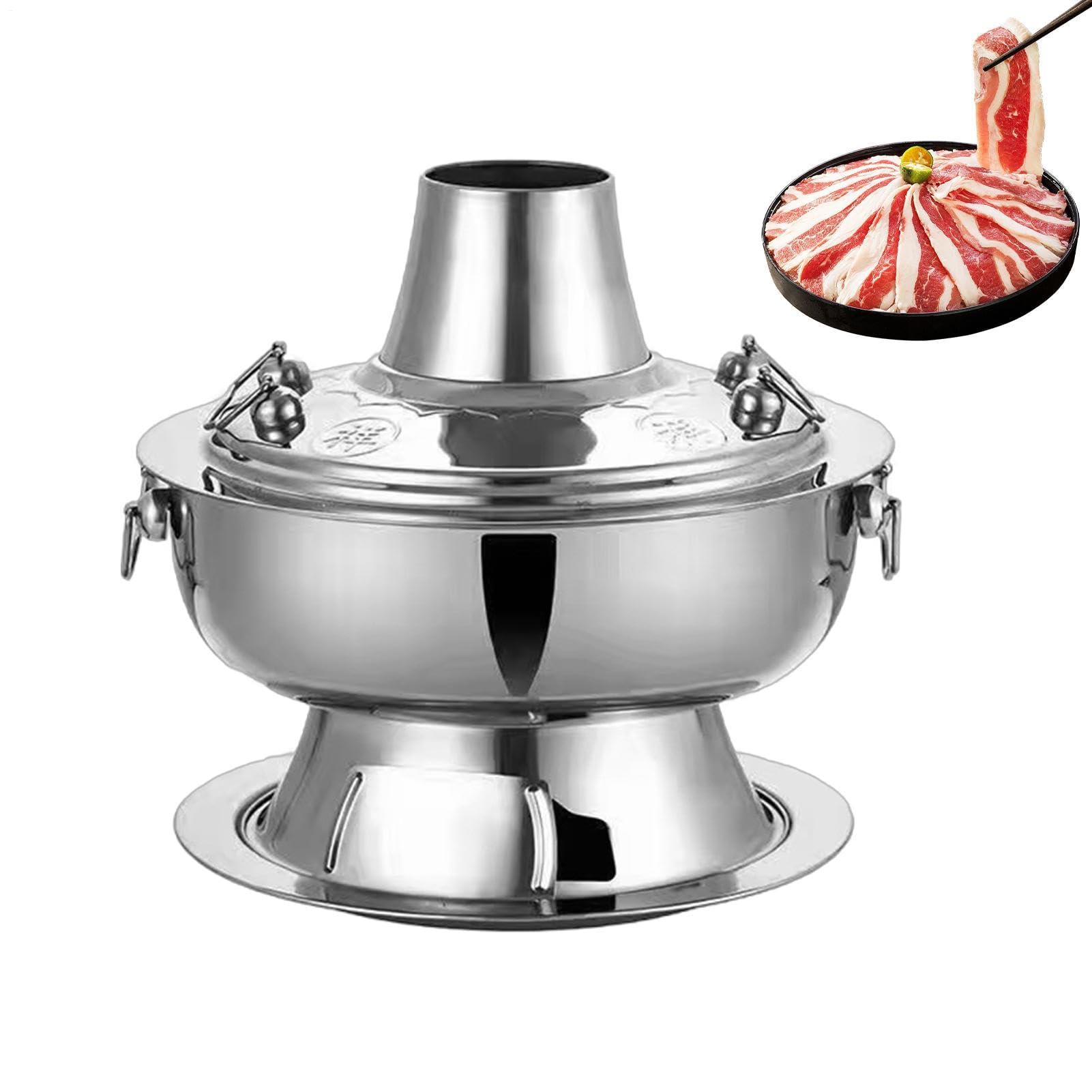 Holzkohle Hot Pot Edelstahl-Schnellheiz-Camping-Kochgeschirr | Outdoor Suppenkocher Für Hausbesitzer Wohnung Familienessen Partys Treffen Camping Picknick Restaurant Hochzeit Bankett