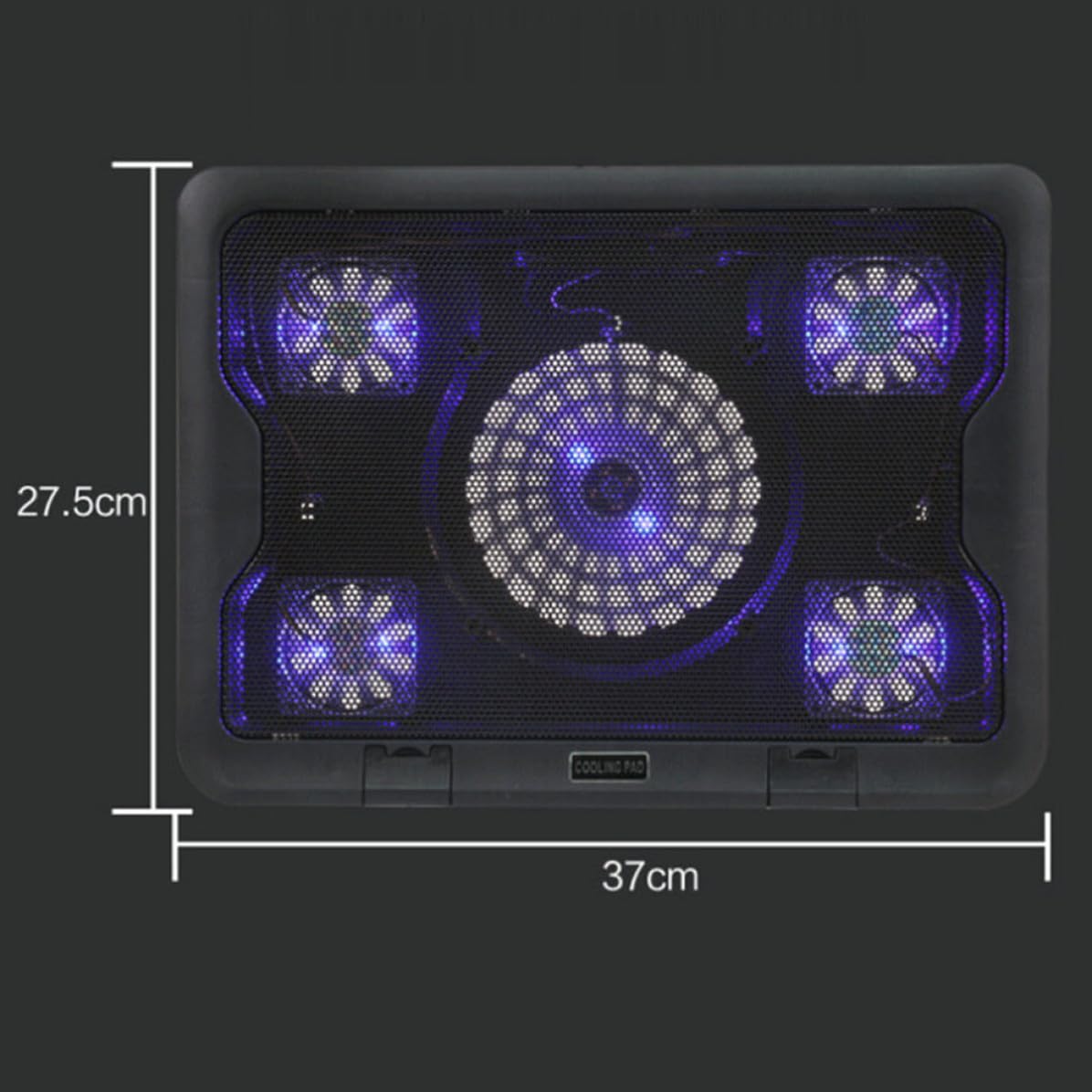 Base Enfriadora para Computadora Portátil de 5 Ventiladores, Metal Negro | Almohadilla de Enfriamiento, LED Lights Ultra, Multi-angle Adjustable, Built-in Dual-usb Hub Decoracion Verano