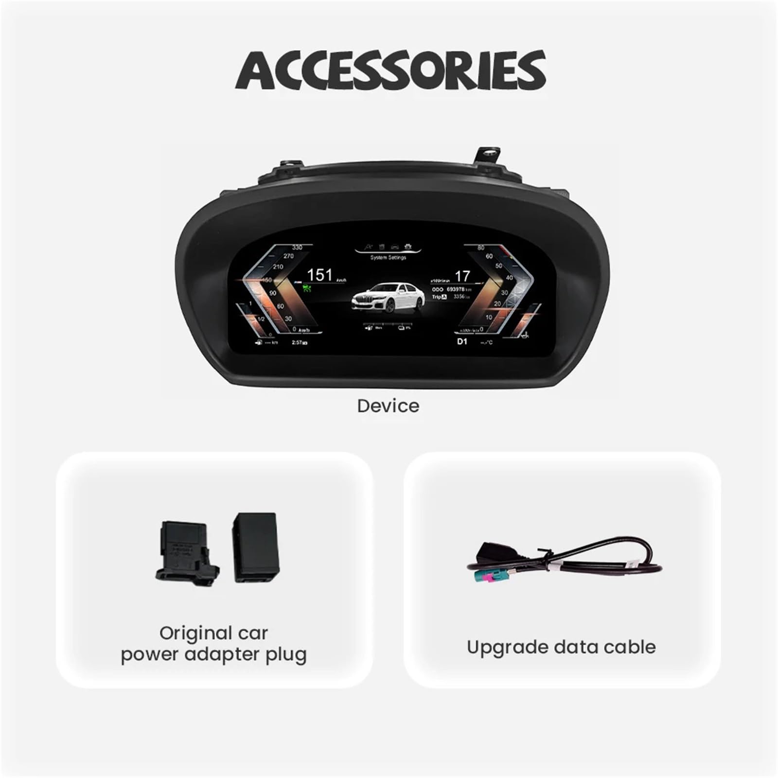 Ladedruckmessgerät, 31,2 cm (12,3 Zoll), digitales Armaturenbrett, passend für BMW 1er-Serie E81 E82 E87 E88 LCD-Instrumentententafel-Display, Cluster Multimedia