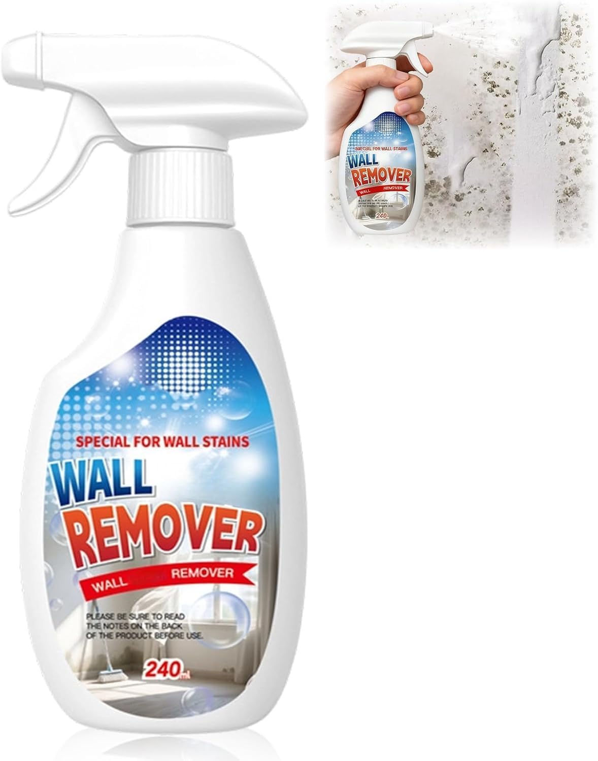 highly effective removal spray, wall cleaner spray 8.46 fl.oz, multi-surface cleaning solution, dirt, dust and stain remover, for wood, tile, fabric, bathrooms, kitchens