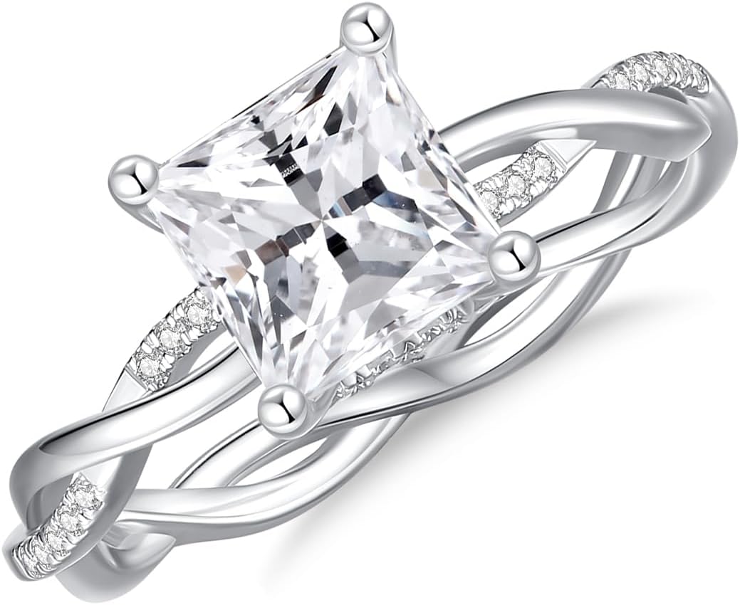 1.5CT 2CT Princess Cut Moissanite Rings for Women D Color VVS1 Moissanite Engagement Ring S925 Sterling Silver Promise Wedding Rings for Women - Image 2