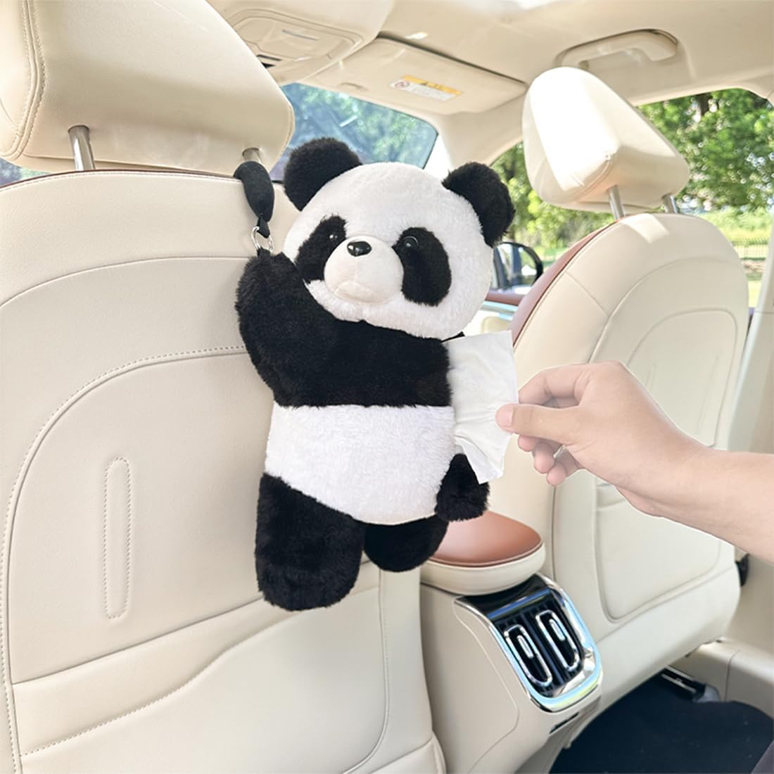 Cute Tissue Box Cover Plush Tissue Box Holder for Car, Home, Decorative Holder/Organizer for Bathroom Vanity Countertop, Nightstands, Office Desk-Panda image 2
