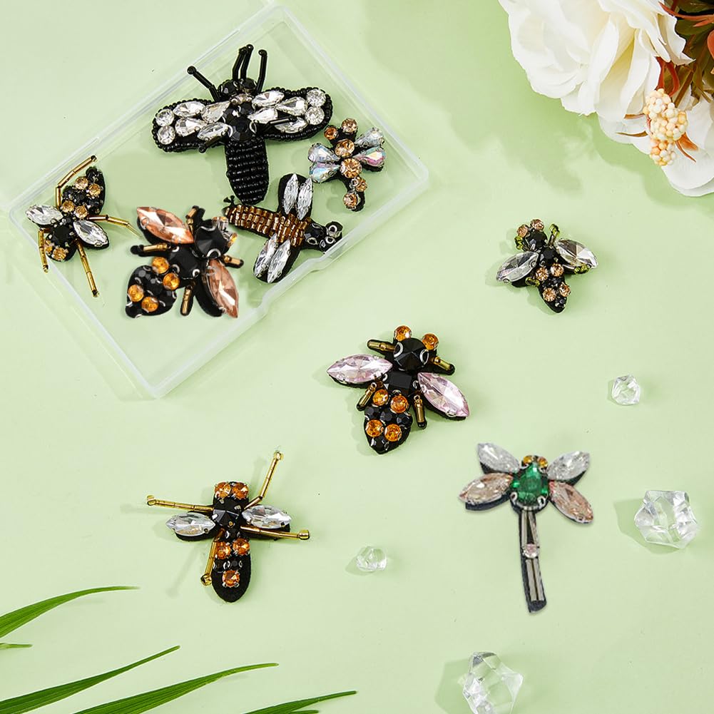 9 Toppe Ricamate Con Api E Strass - Per Cucire Su Jeans, Giacca, Borse - Decorazione Fai Da Te Con Perline