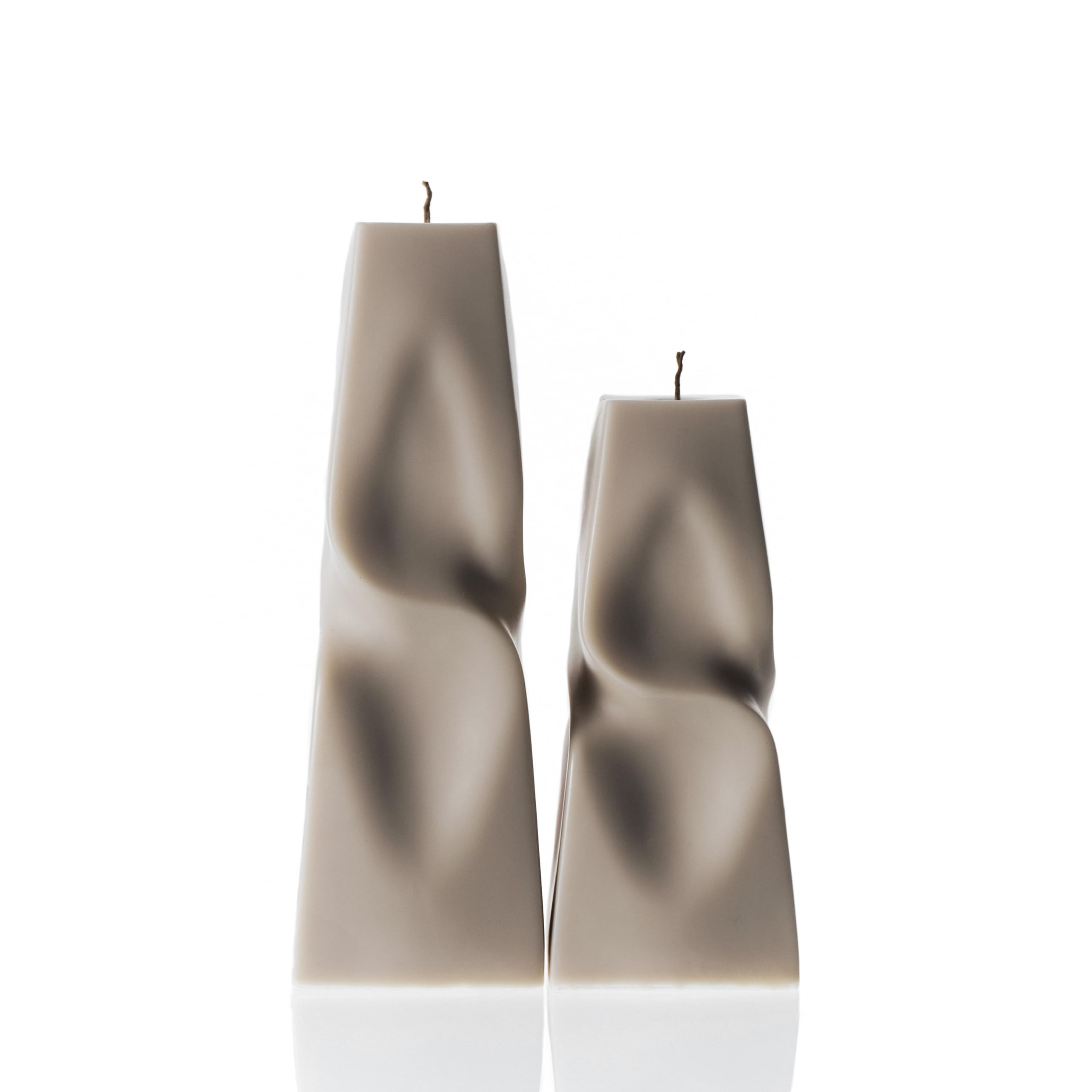 - LAWA Twisted Pyramid Candle - Beautiful Handmade Pillar Soy Wax Elegant Aesthetic Candle Housewarming Gift Home Room Shelf Decor Idea (Set of 2) (Moon Gray)