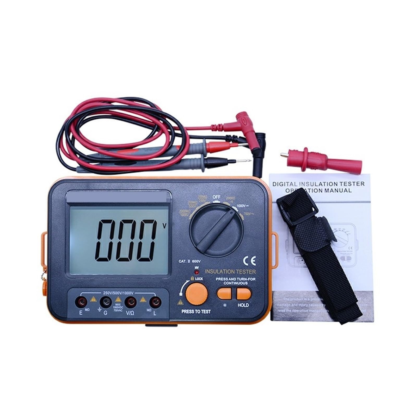Tester rezystancji, Cyfrowy miernik rezystancji izolacji Tester megaomomierz omomierz woltomierz DVM 1000V 2G z podświetleniem LCD