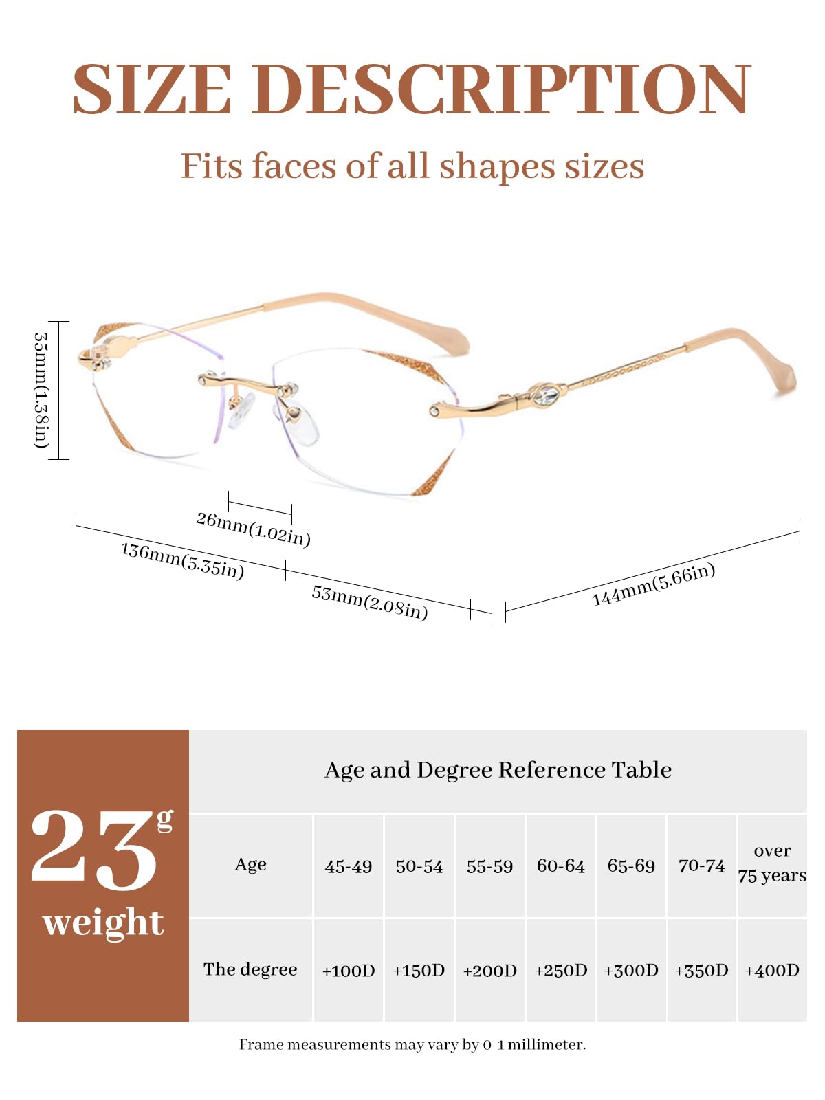 LUFF Rimless Reading Glasses for Women,Frameless Metal Fashion Diamond Cut Edge Blue Light Computer Readers,Anti Eyestrain - Image 3