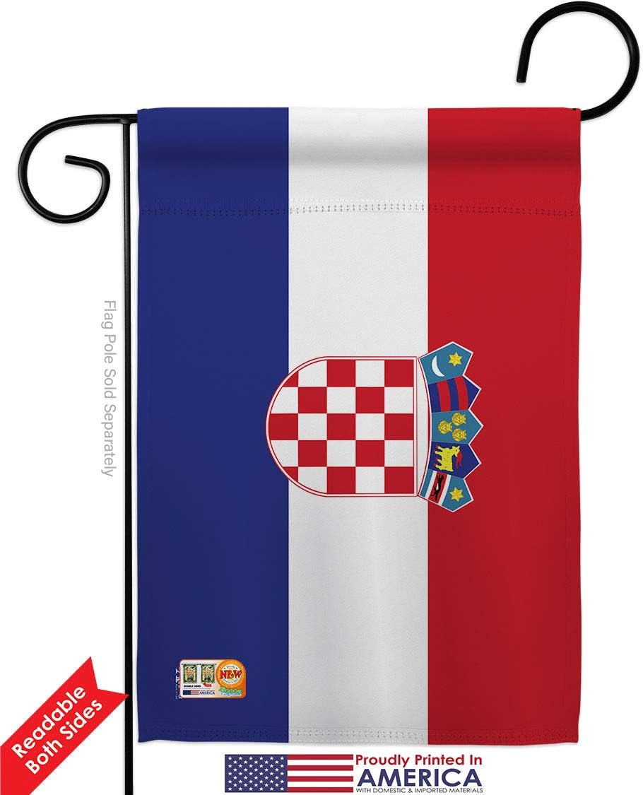 Croatia Garden Flag Set with Stand Regional Nationality Nation International World Country Particular Area Small Decorative Gift Yard House Banner Double-Sided Made In USA 13 X 18.5