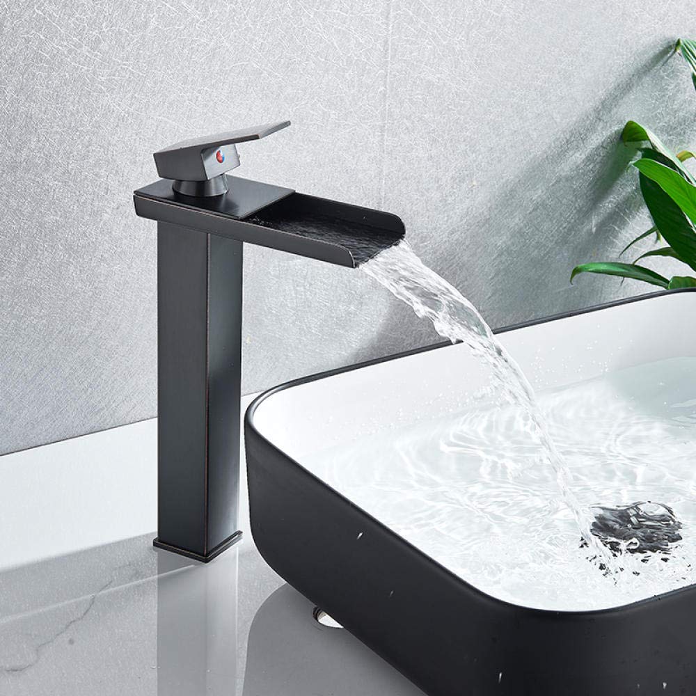 Nian Rubinetto del bacino Nichel spazzolato Rubinetto del bacino del bagno Rubinetto a cascata Rubinetto per lavabo caldo e freddo Rubinetto per doccia Nave libera