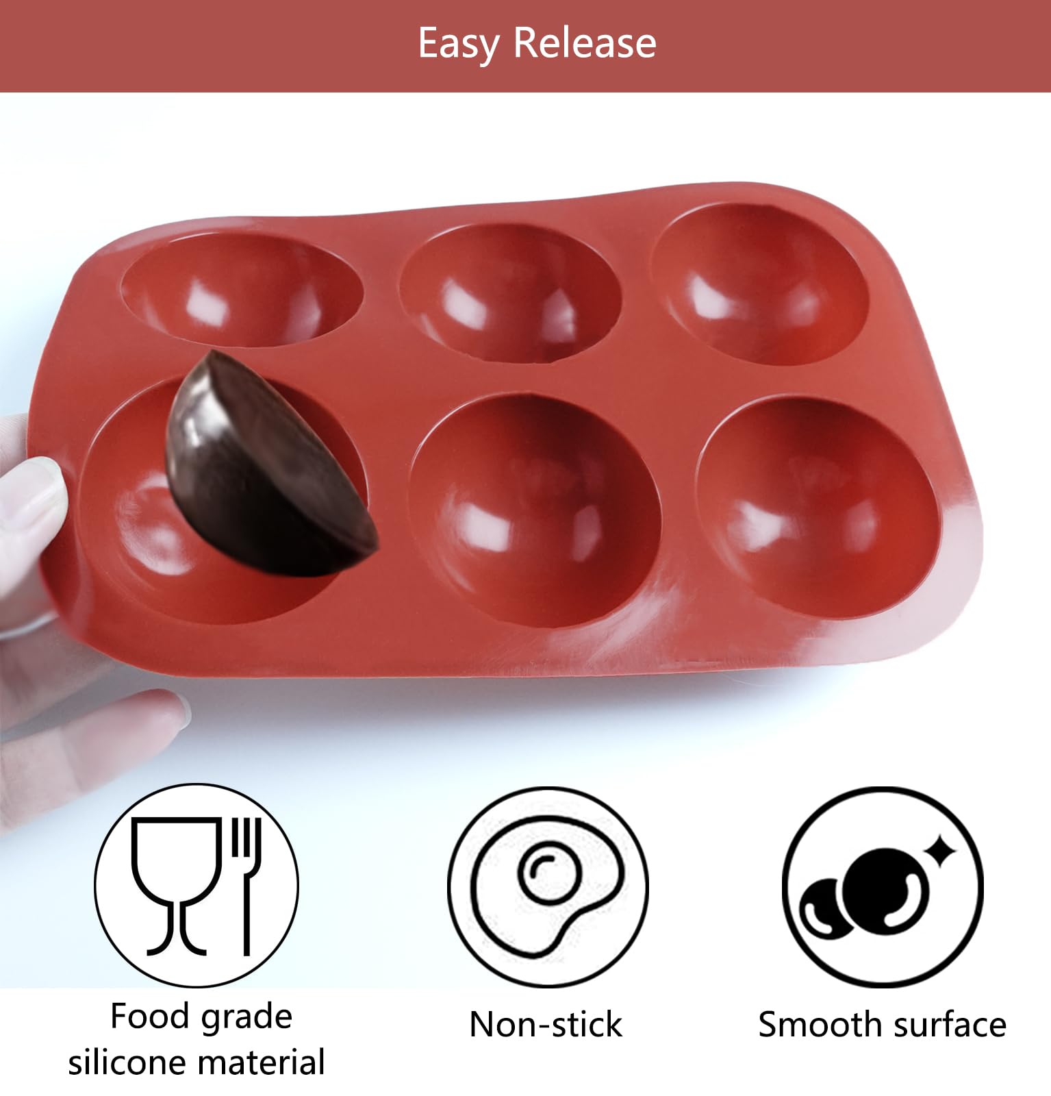 Hemisphere Silicone Moulds, Pack of 3, 15 Holes, Semicircle Hemisphere Silicone Moulds, Pack of 3, 15 Holes, Semicircle