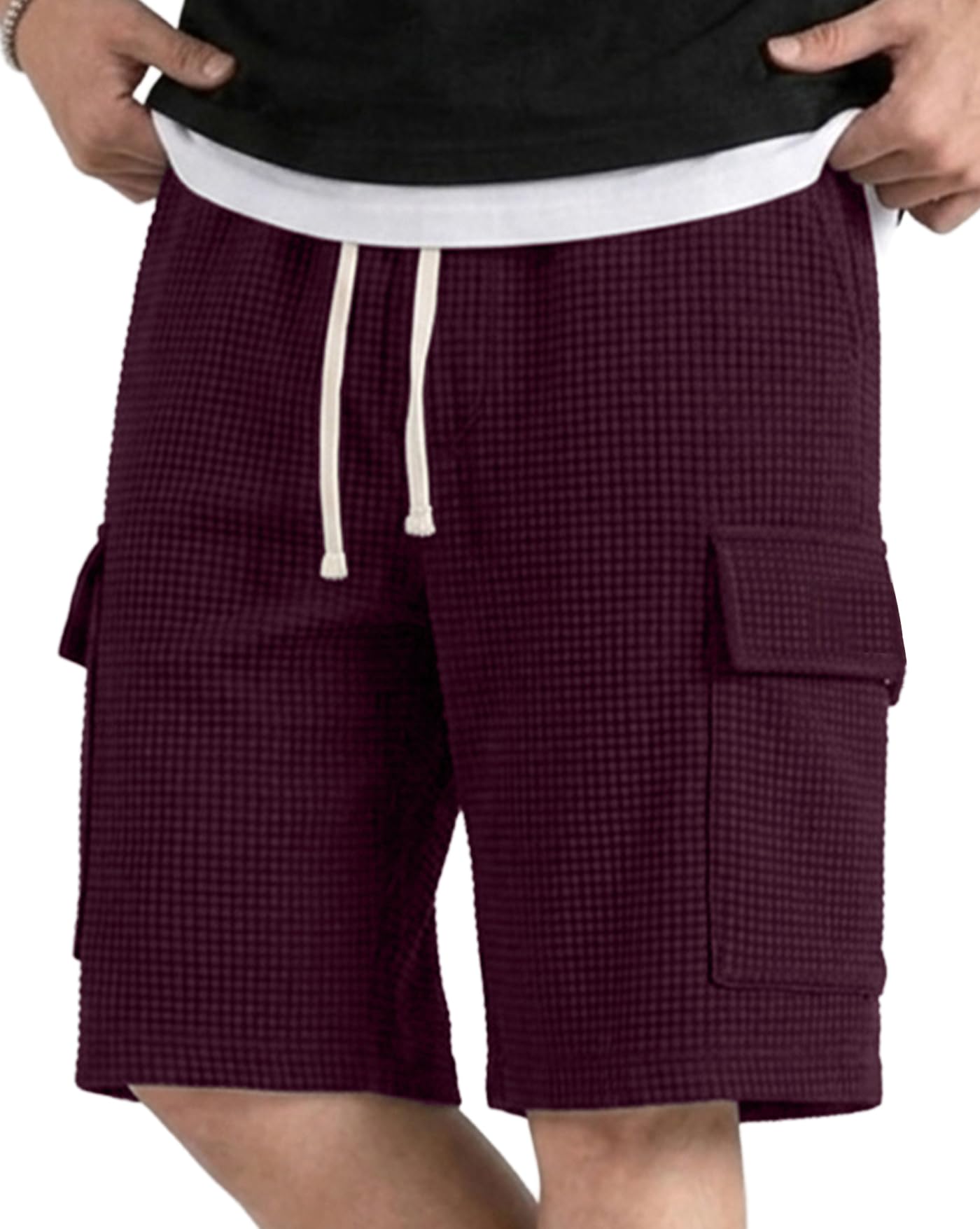 Men Solid Drawstring Waist Casual Knee Length Boxers ||Solid Men Purple Basic Boxers-picture-11