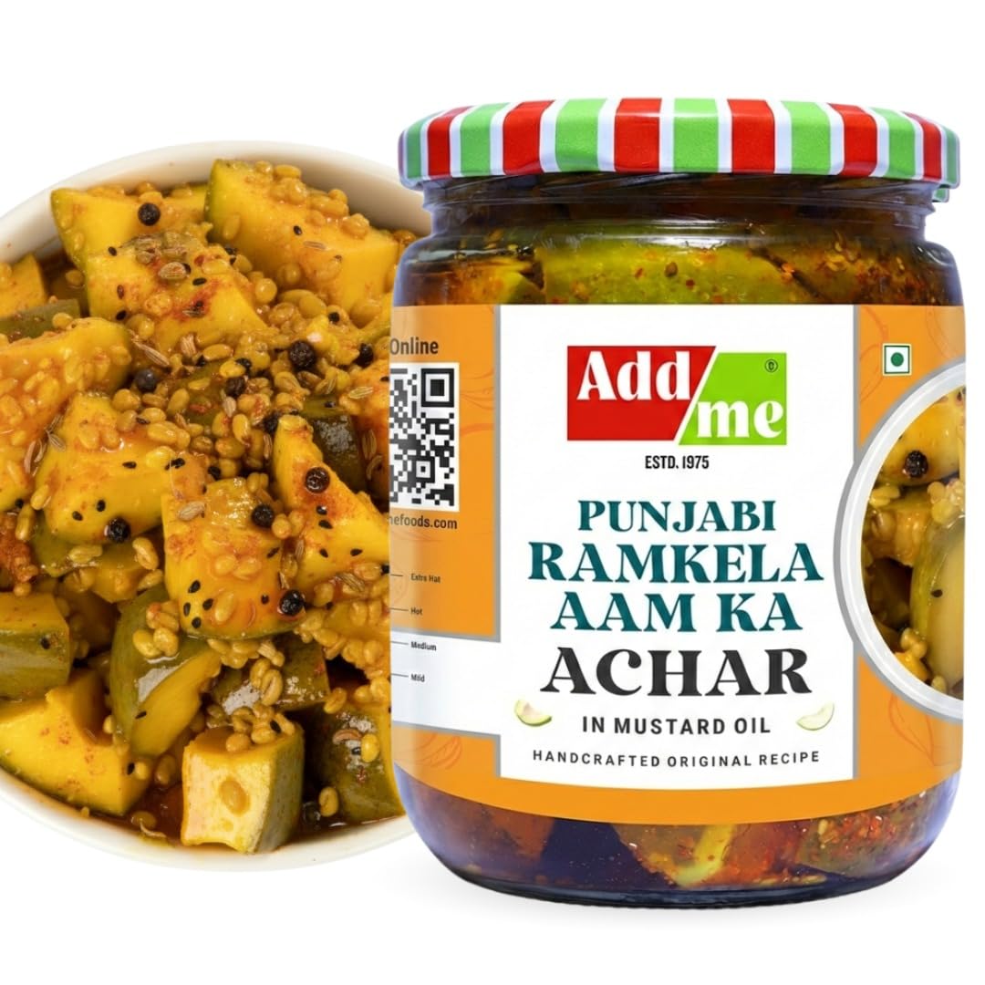 Add me Punjabi aam ka achar Home made Ramkela Mango Pickle 500gm North Indian recipe Glass Pack