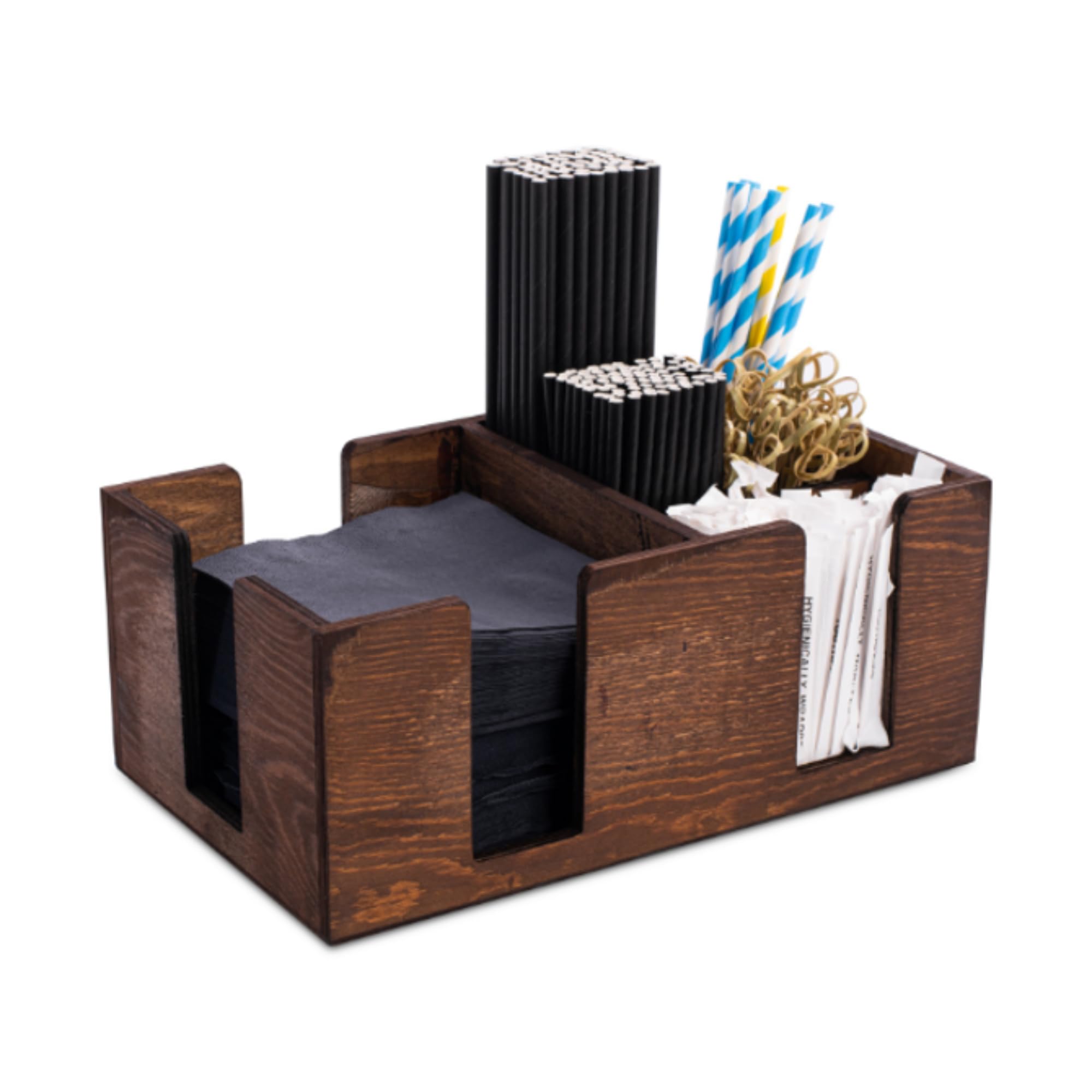 bar@drinkstuff Wooden Bar Caddy - Bar Aide Cocktail Accessory and Napkin Holder and Bar Tidy