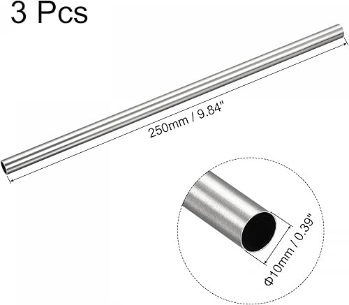 Miniatura 7 de uxcell Tubo de acero inoxidable 316, tubo de 0.315 in de diámetro exterior de 0.039 in de espesor de pared de 9.843 in de longitud de 3 piezas