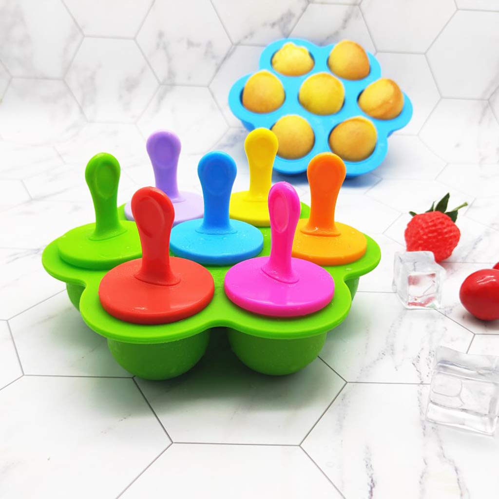 Moldes para polos， Molde de silicona for helados de 7 celdas for hacer paletas BAB