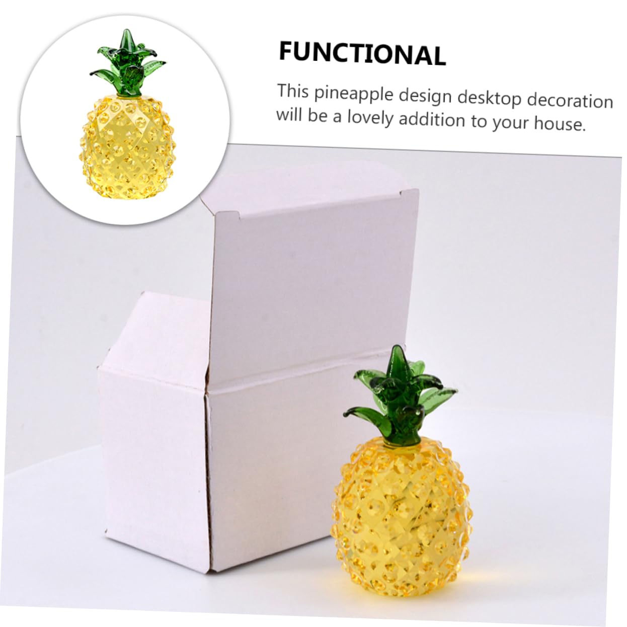 Amosfun 3 Piezas De Piña De Cristal Tallada Adorno De Escritorio Fruta Decoración del Hogar para Fiestas.