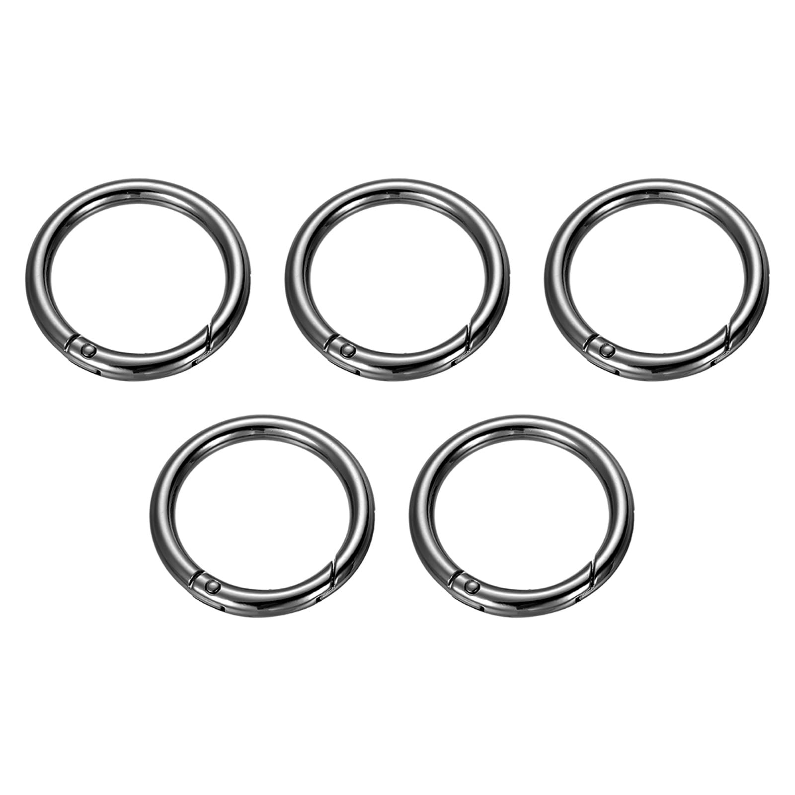 YOKIVE 5 Pcs Spring O Rings, Zinc Alloy Gate O Ring Round Snap Clip, Black, 1.65-Inch