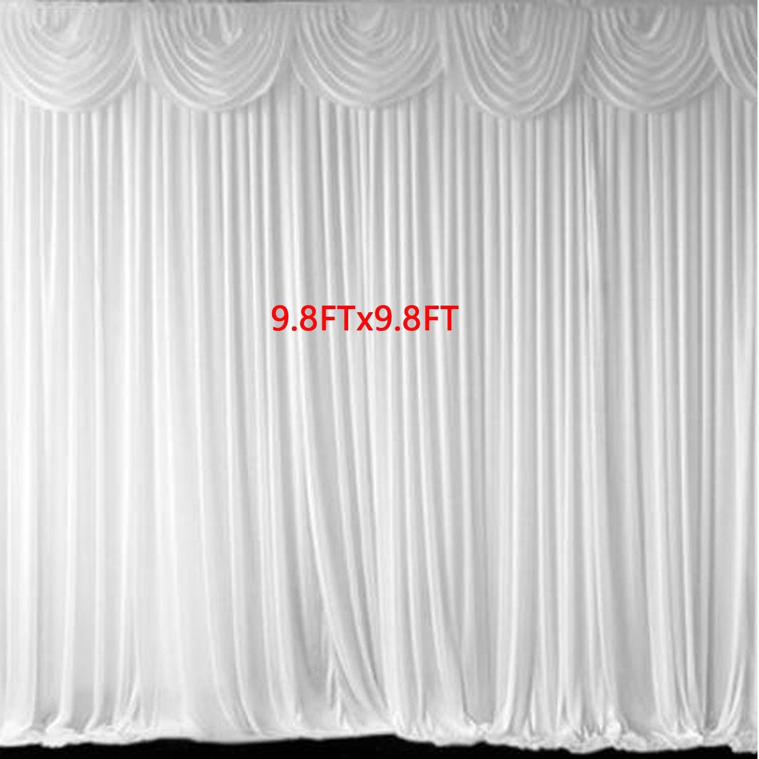 MYOYAY Ice Silk White Backdrop Curtain 10x10ft Wedding Stage Backdrop Drapes Wrinkle Free Photo Backdrop Drapes for Party Bridal Baby Shower Reception Graduation Decorations