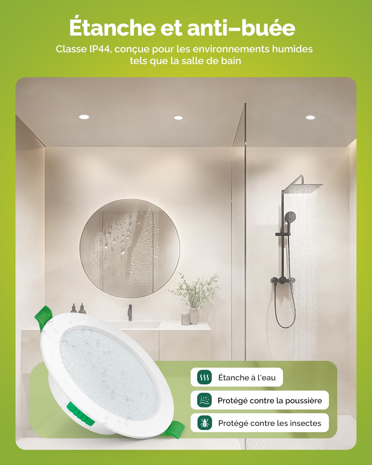 Lot de 20 Spot LED Encastrable 68mm 5W 220V Blanc Chaud 2700K Blanc Neutre 4000K Blanc Froid 6000K Réglable IP44 Salle de Bain