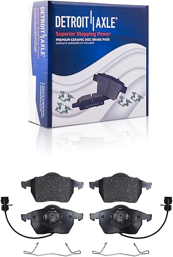 Miniatura 5 de Detroit Axle - Kit de frenos para Audi A4 Quattro 1996-1999 1997 1998 Rotores de freno de disco perforados y ranurados Reemplazo de pastillas de