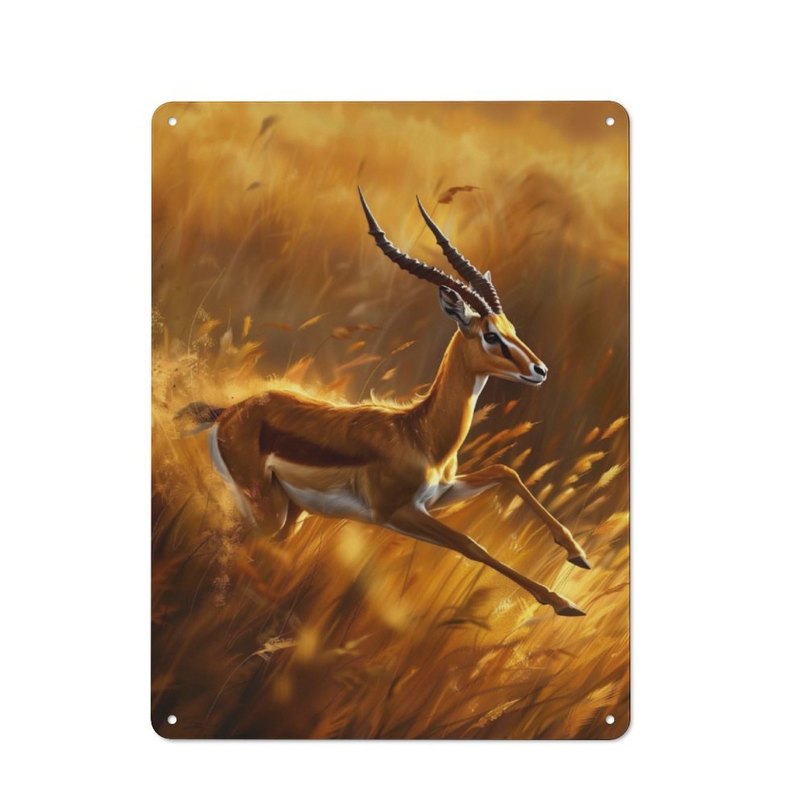 Junmoney Gazelles Leap Retro Metal Plaque 40X30cm For Lounge Or Reading Corner, Winter Wall Decor For Reading Corner Decorators