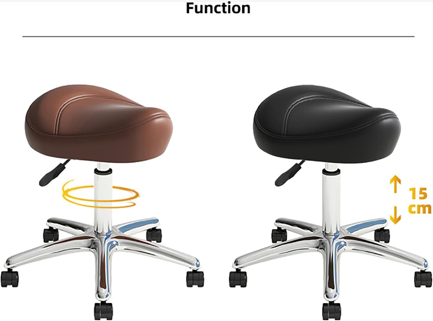 Ergonomic Saddle Stool with Wheels - Height Adjustable Rolling Chair for Lab, Clinic, Dentist, Salon, Massage, Office, Home Kitchen, Heavy Duty Swivel Seat