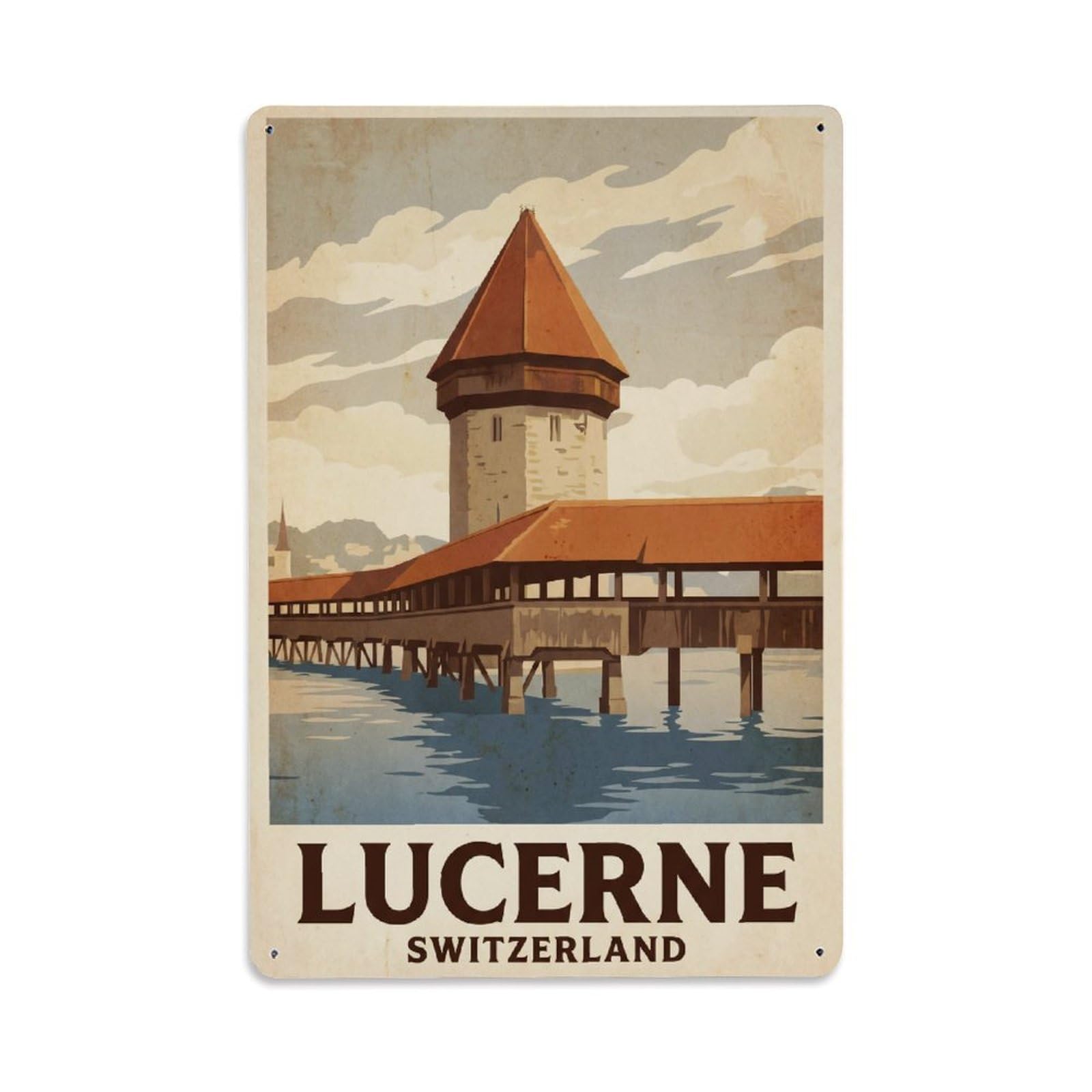 Retro Switzerland Lucerne Travel Metal Tin Sign