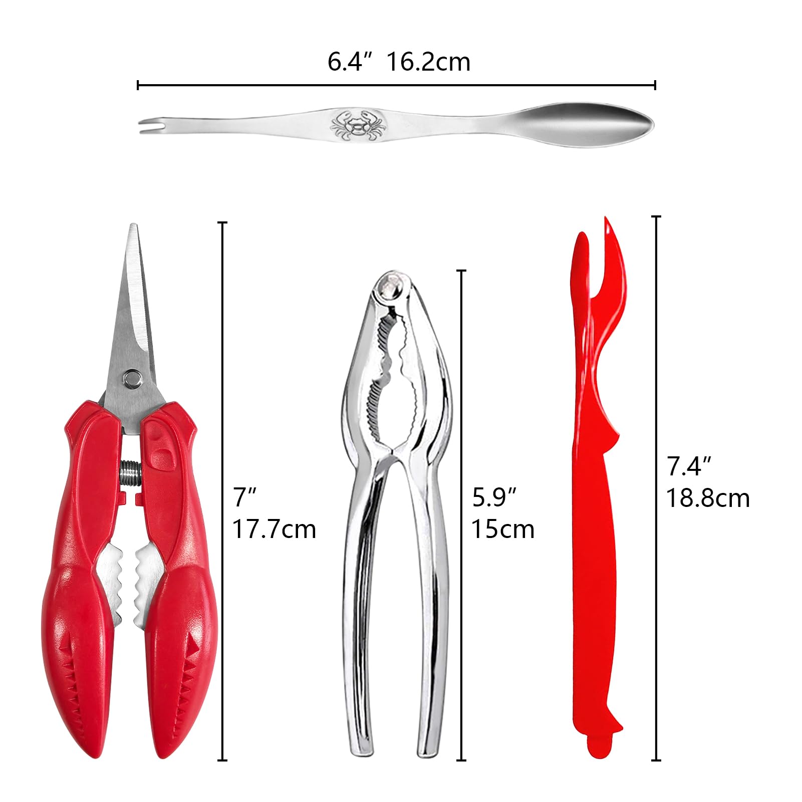 Set 7 Attrezzi Per Frutti Di Mare Artcom - Cracker Granchi, Sgusciatori Aragoste, Forchette E Custodia