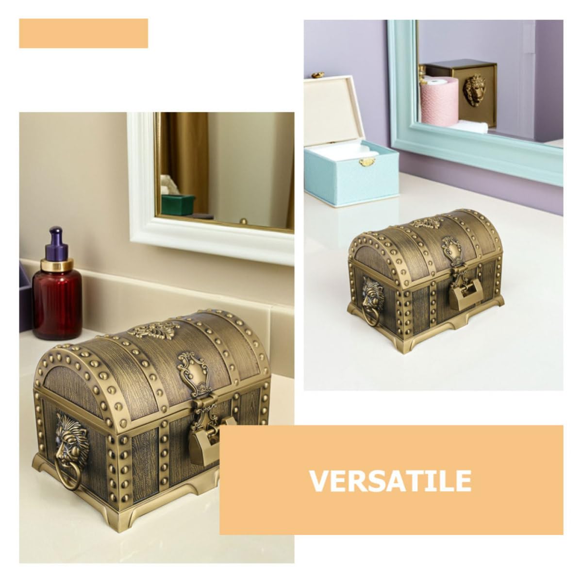 GANAZONO Joyero Vintage Pequeño Rectangular con Cerradura para Joyas