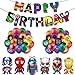 Decoracion Cumpleaños Superheroes Globos de Superhéroe Feliz Cumpleaños del Pancarta Superheroes Adornos de Pastel Superhéroe Marvel Cumpleaños Decoracion (C)